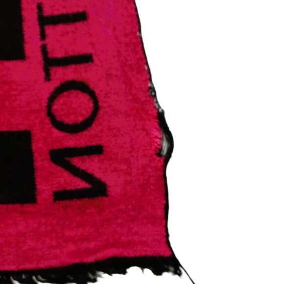 LOUIS VUITTON LV Vintage Pink Black Monogram Check Silk & Wool Scarf - Picture 9 of 12